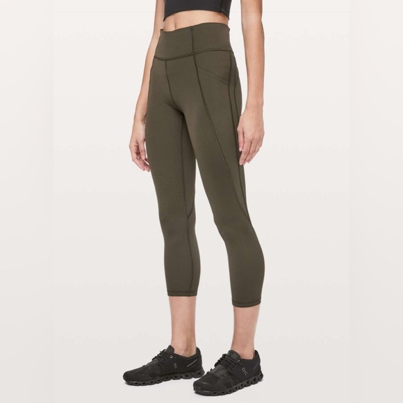 LULULEMON ATHLETICA Time To Sweat Crop *23" in Dark Olive - Picture 1 of 9